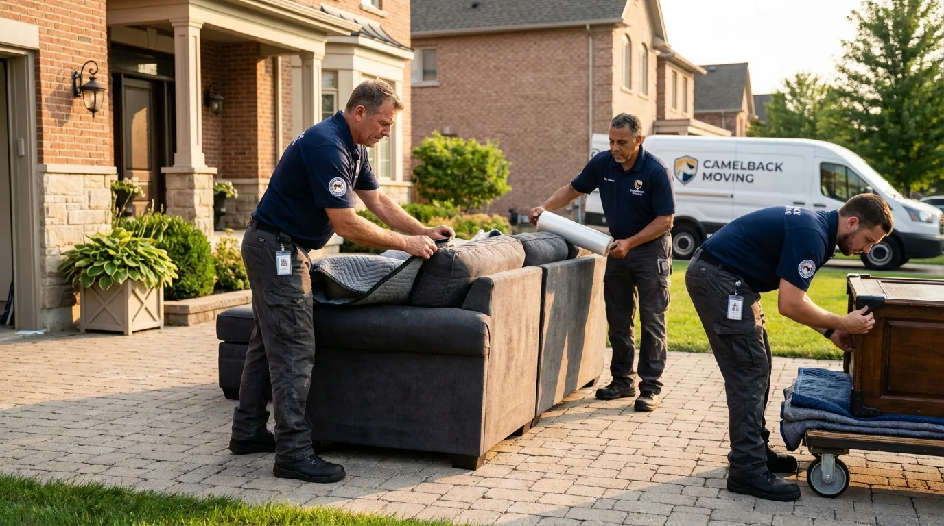 Large estate moving crew wrapping furniture in Guadalupe, CA